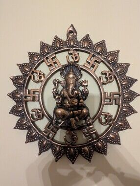 Bronze-Tone Ganesha Wall Plaque - Decorative Home Wall Decor 13"X12"